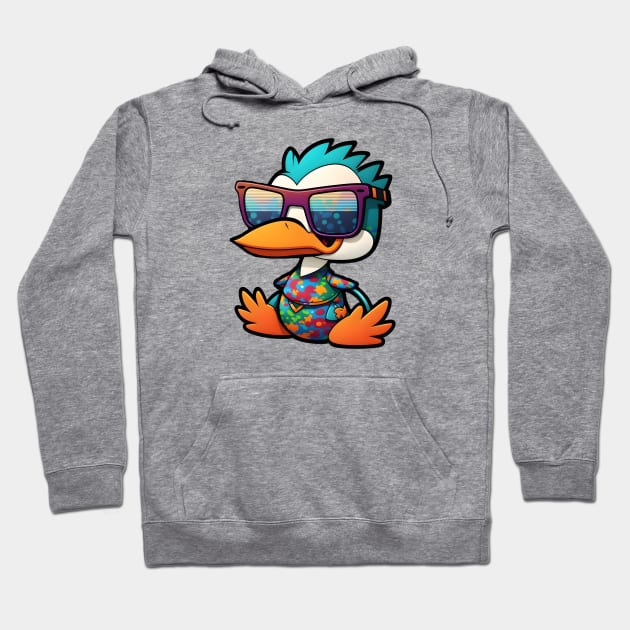 Retro Ruddy Duck Cartoon with Oversized Sunglasses Hoodie by Xtian Dela ✅